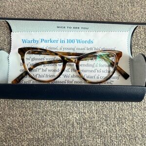 Warby Parker Madeleine Eyeglasses Whiskey Tortoise Cat Eye Frames 47-18-140 Case